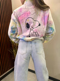 Camicia denim oversize Snoopy effetto tie-dye multicolor – Clamont Wear